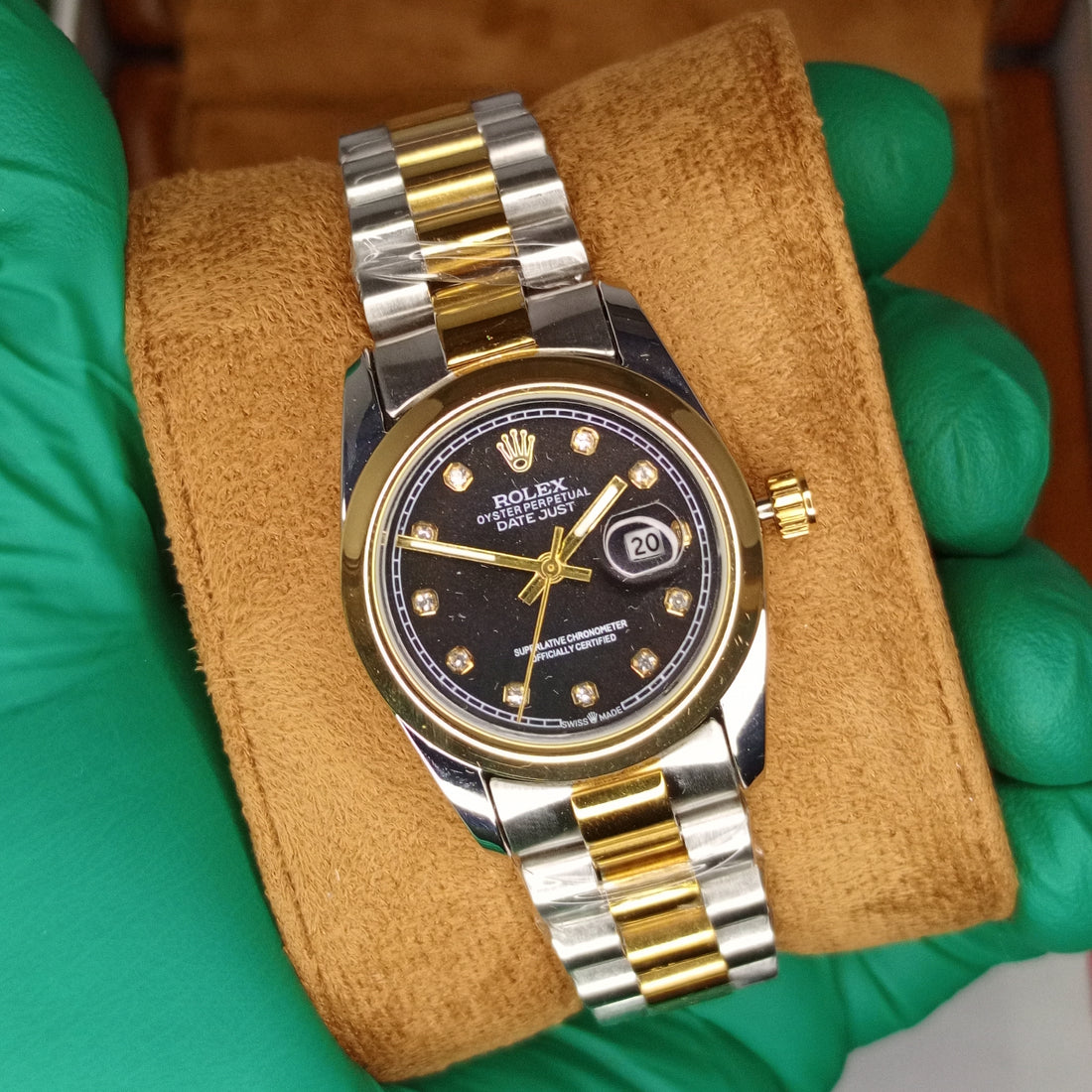 Rolex Lady-Oyster Two-Tone Style with Brown Diamond Dial