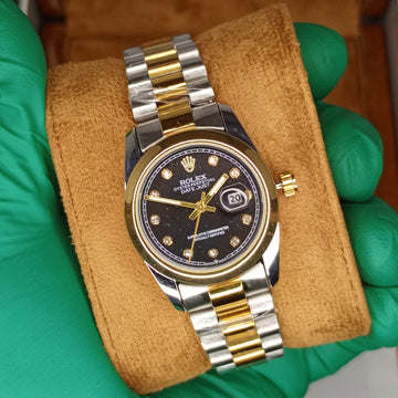 Rolex Lady-Oyster Two-Tone Style with Brown Diamond Dial