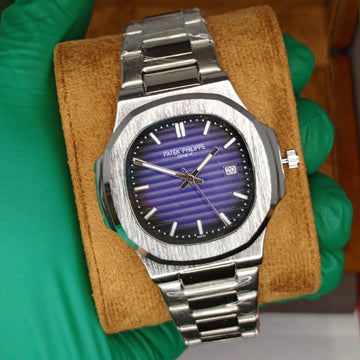 Patek philip silver with neavy blue dial (Semi Auto) With Pendulam