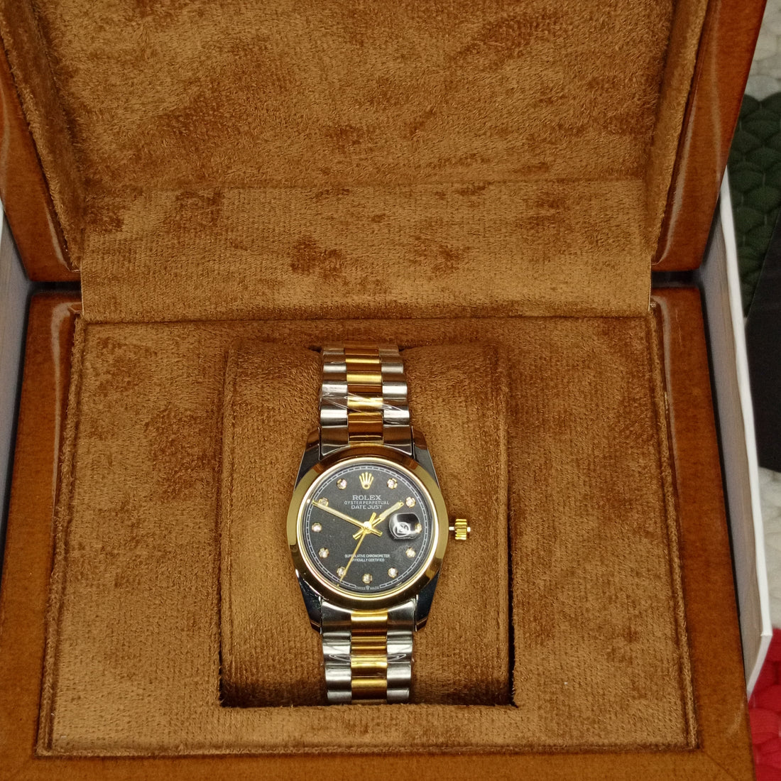 Rolex Lady-Oyster Two-Tone Style with Brown Diamond Dial