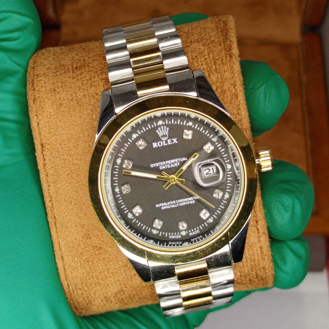 Rolex Oyster Two-Tone Style with Brown Diamond Dial