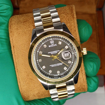 Rolex Oyster Two-Tone Style with Brown Diamond Dial