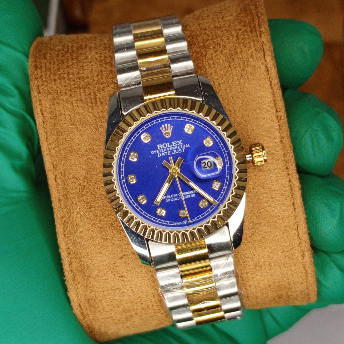 Rolex Lady-Oyster Two-Tone Style with Blue Diamond Dial