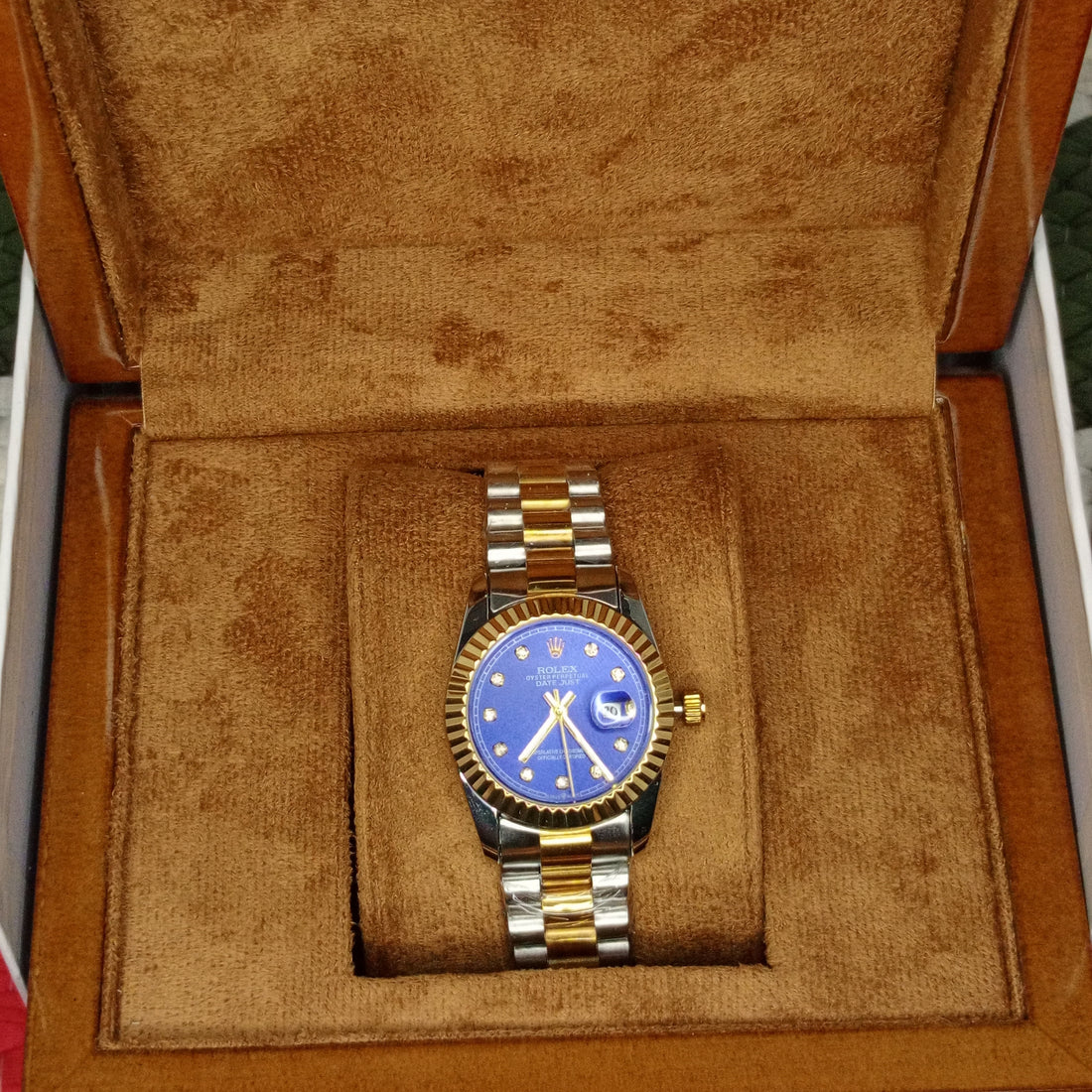 Rolex Lady-Oyster Two-Tone Style with Blue Diamond Dial