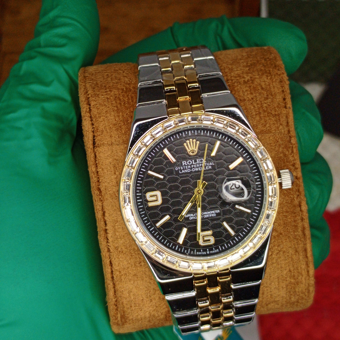 Rolex Land-Dweller Two-Tone with Black Honeycomb Dial